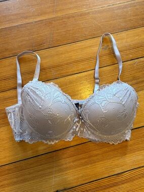 Lace Underwire Push-Up Bra - Light Beige